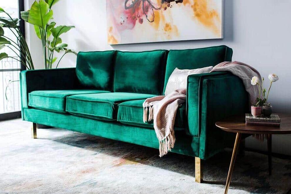 фото дивана зеленого цвета в интерьере