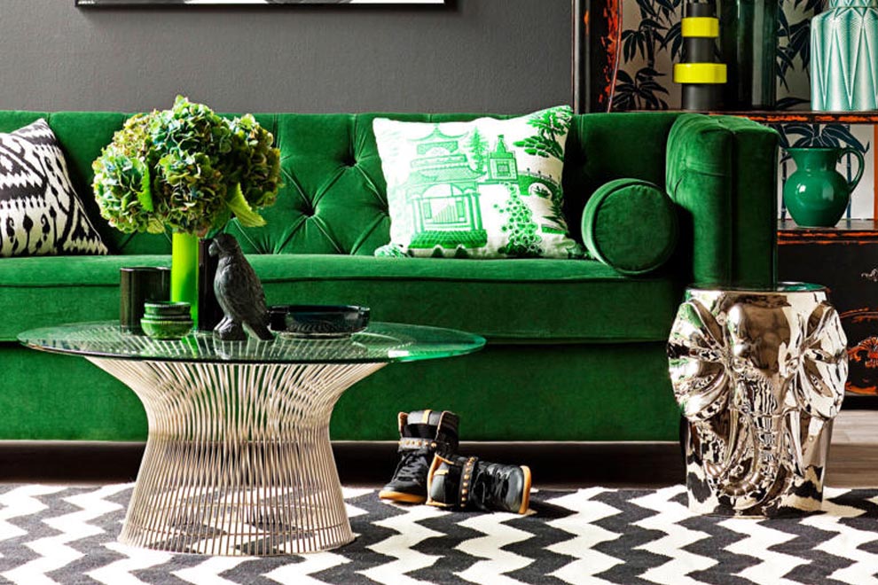 фото дивана зеленого цвета в интерьере