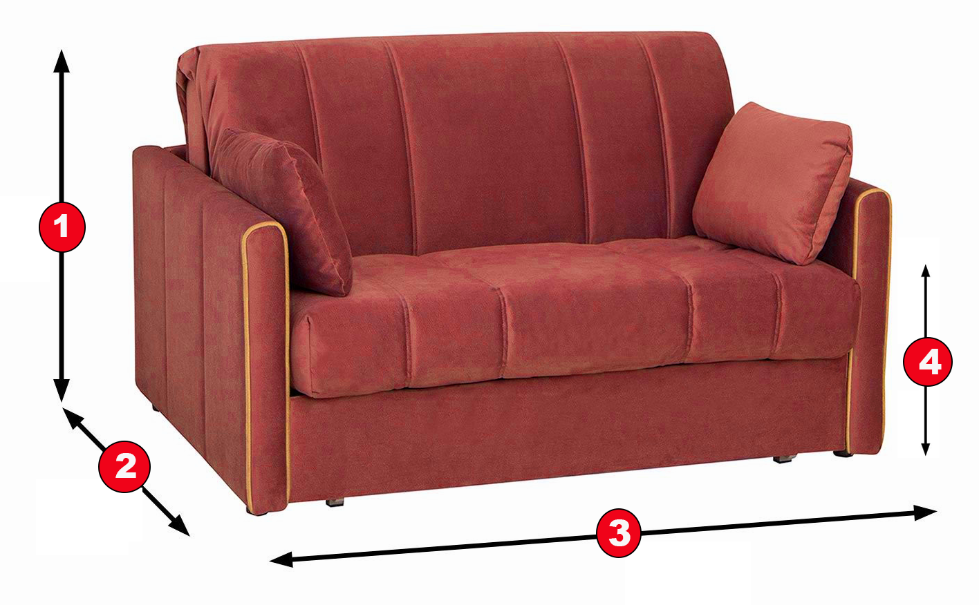 Обозначения размеров дивана для сна