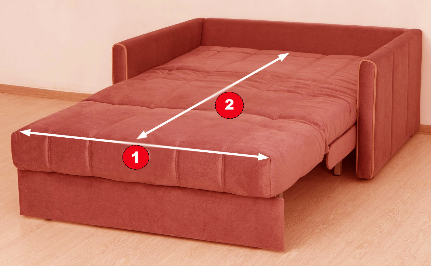 Размер спального места дивана